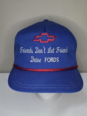 Friends Don't Let Friends Drive Fords Snapback Rope Hat Blue One Size Vintage US